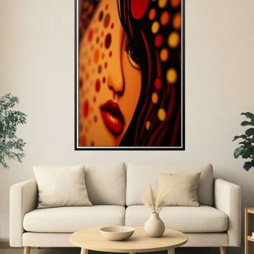 Pop Fusion Muse – Retro Dot Portrait Art Poster picture