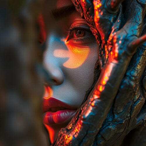 Elemental Gaze – Surreal Portrait of Woman and Tree Fusion picture