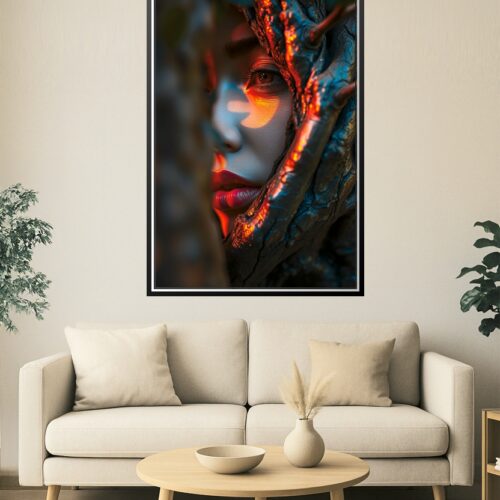Elemental Gaze – Surreal Portrait of Woman and Tree Fusion picture