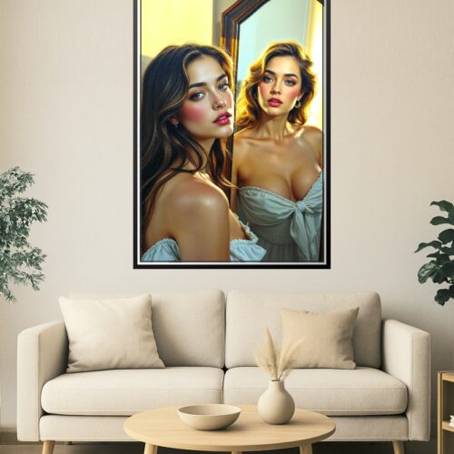 Golden Reflection – Sensual Mirror Portrait in Soft Light picture
