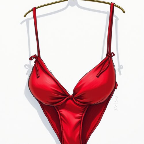 Red Temptation – Minimalist Lingerie Art Print picture