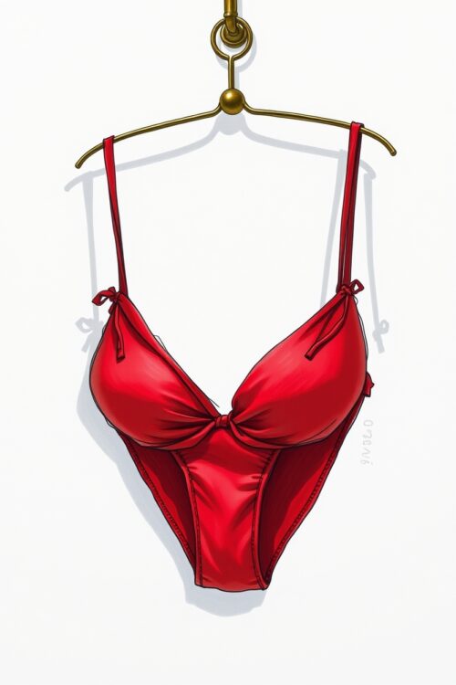 Red Temptation – Minimalist Lingerie Art Print picture