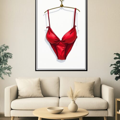 Red Temptation – Minimalist Lingerie Art Print picture
