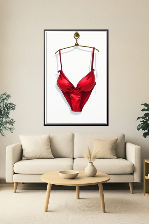 Red Temptation – Minimalist Lingerie Art Print picture