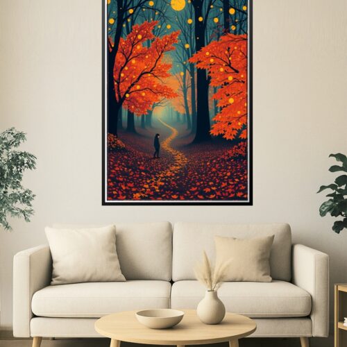 Autumn Glow – Enchanted Forest Path Under a Golden Moon picture