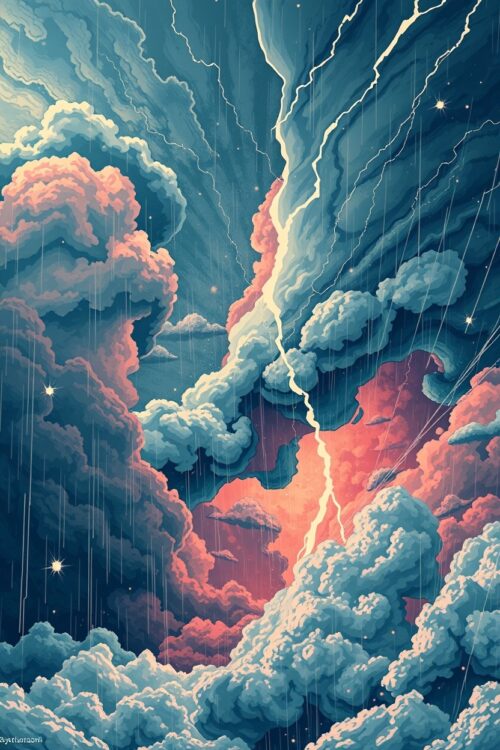 Electric Tempest – Surreal Lightning Storm Art Poster picture