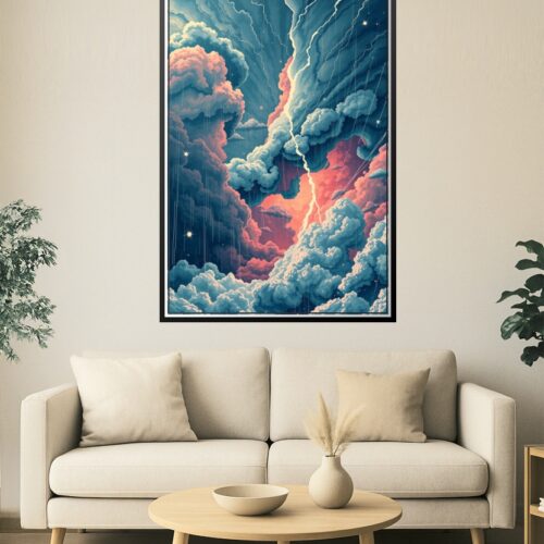 Electric Tempest – Surreal Lightning Storm Art Poster picture