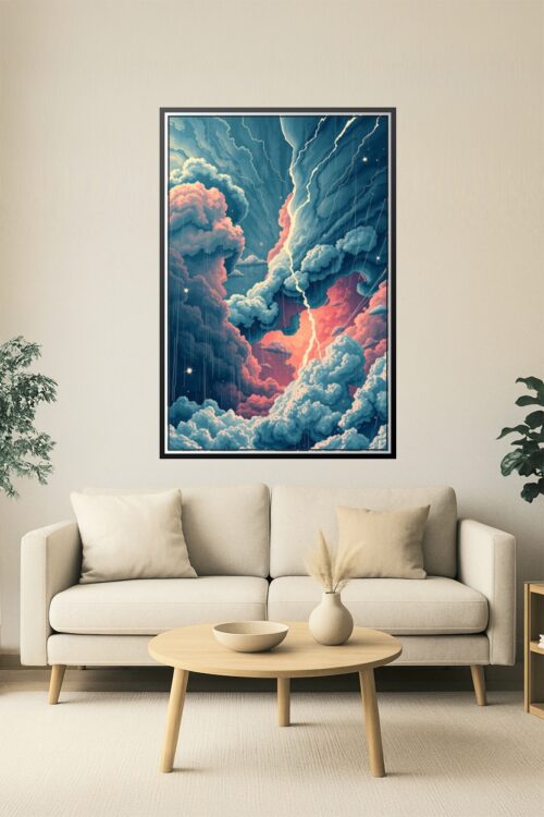 Electric Tempest – Surreal Lightning Storm Art Poster picture
