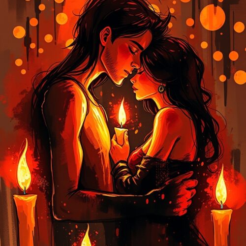 Candlelit Hearts – Intimate Romance Art Poster picture