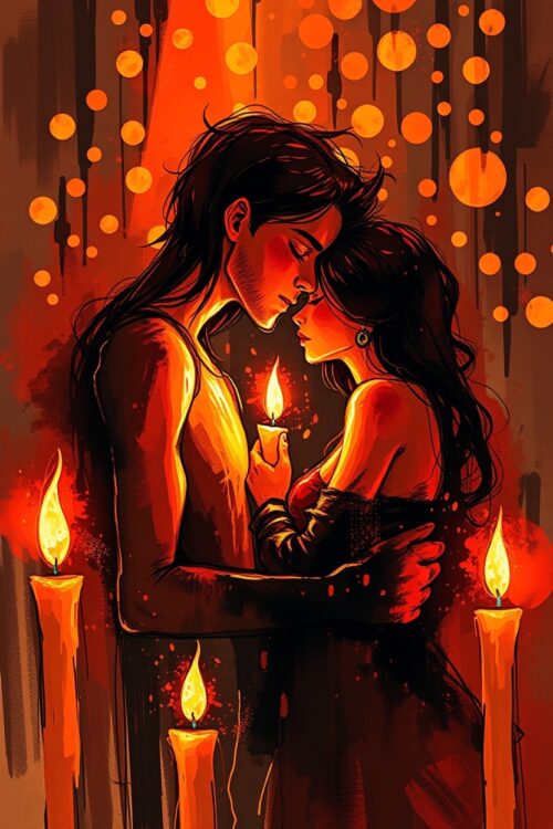Candlelit Hearts – Intimate Romance Art Poster picture