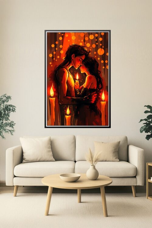 Candlelit Hearts – Intimate Romance Art Poster picture