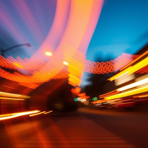 City Pulse – Abstract Neon Motion Blur Poster picture