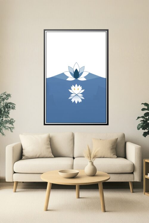 Zen Lotus Reflection – Minimalist Serenity Poster picture