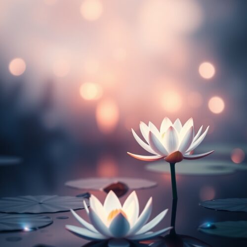 Tranquil Bloom – Dual Lotus Reflection Poster picture
