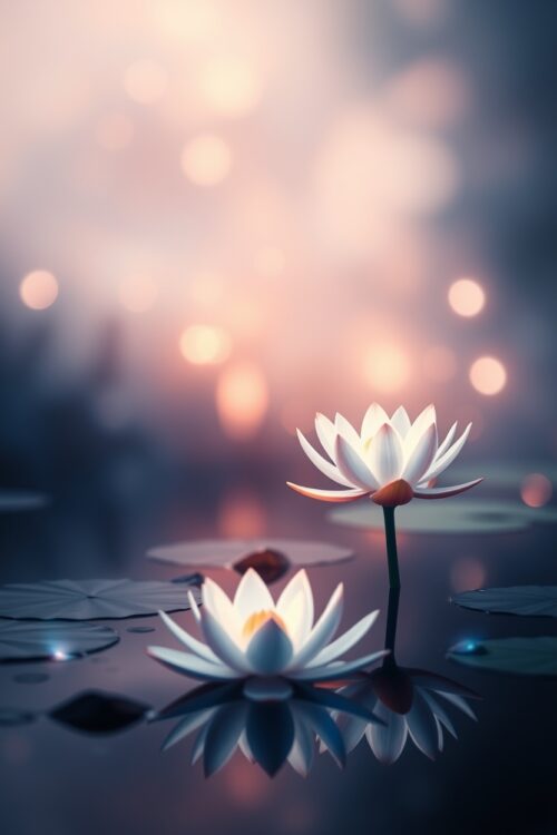 Tranquil Bloom – Dual Lotus Reflection Poster picture