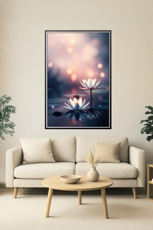 Tranquil Bloom – Dual Lotus Reflection Poster picture
