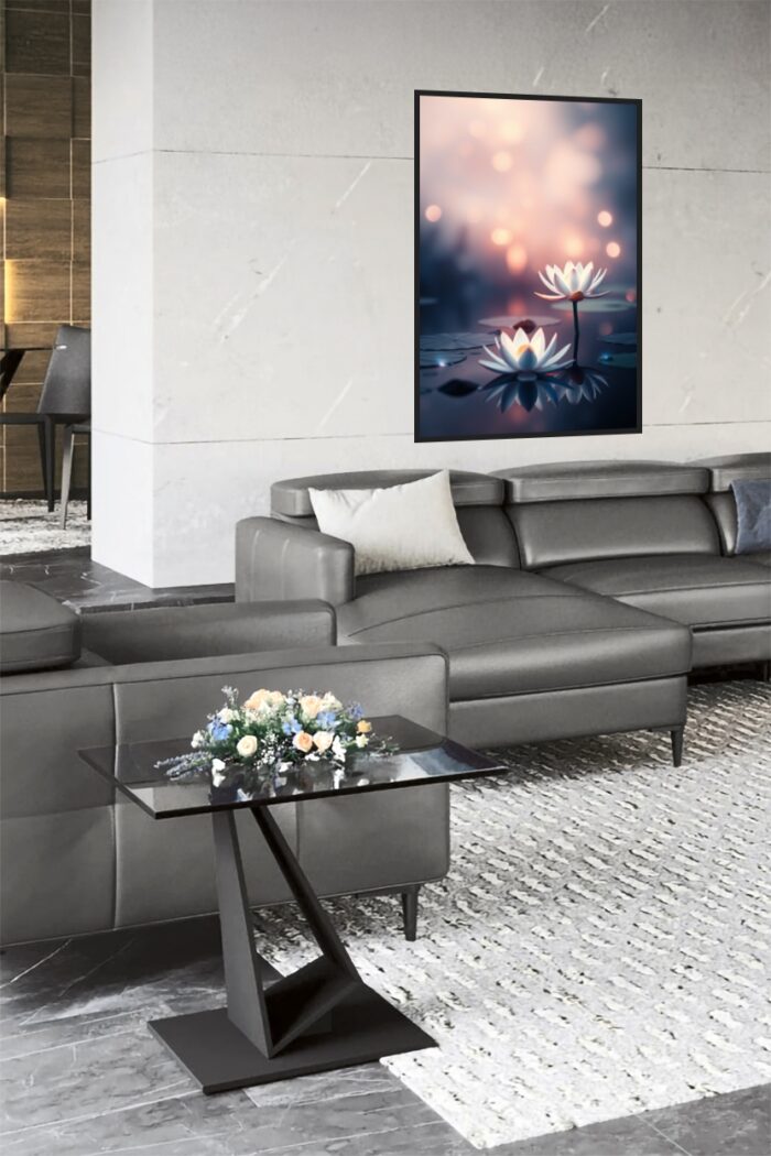 Tranquil Bloom – Dual Lotus Reflection Poster picture