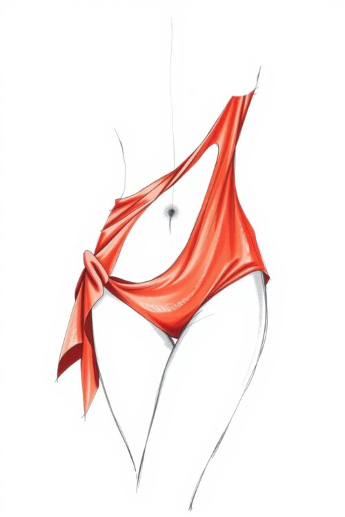 Sensual Elegance in Red – Fashion Illustration Poster picture