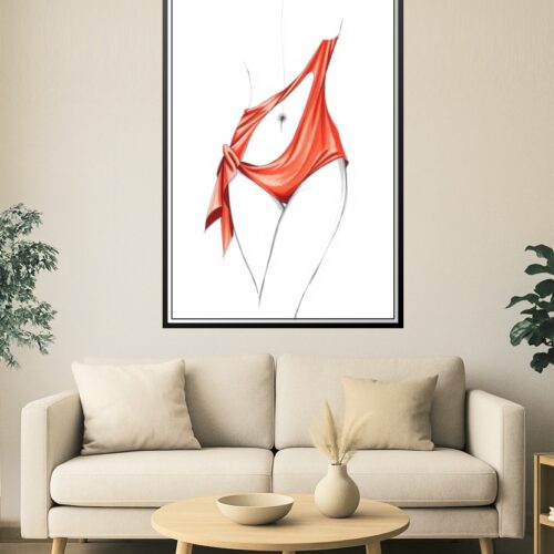 Sensual Elegance in Red – Fashion Illustration Poster picture