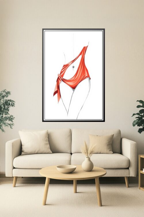 Sensual Elegance in Red – Fashion Illustration Poster picture