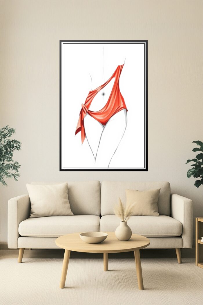 Sensual Elegance in Red – Fashion Illustration Poster picture