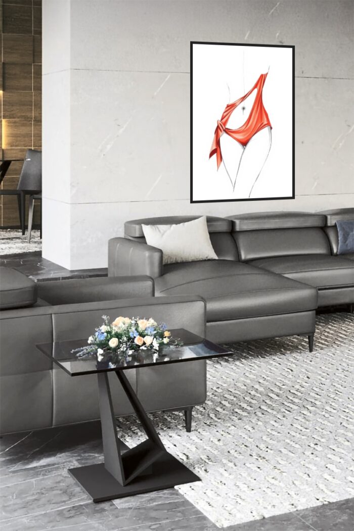 Sensual Elegance in Red – Fashion Illustration Poster picture