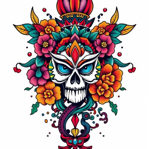 Sugar Skull Bloom – Colorful Day of the Dead Poster picture