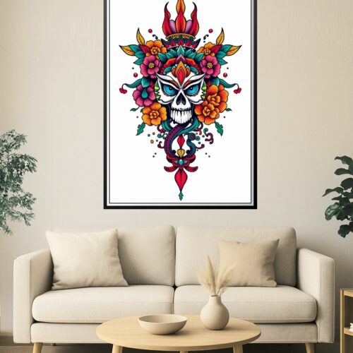 Sugar Skull Bloom – Colorful Day of the Dead Poster picture