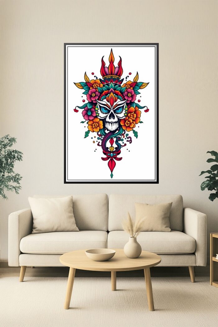 Sugar Skull Bloom – Colorful Day of the Dead Poster picture