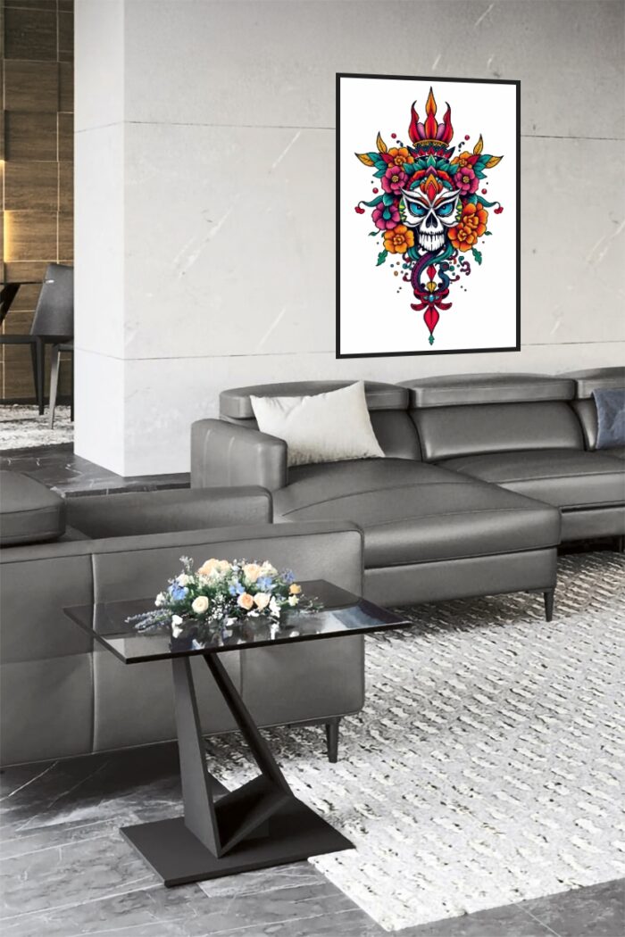 Sugar Skull Bloom – Colorful Day of the Dead Poster picture