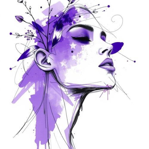Violet Reverie – Abstract Purple Woman Portrait Art Poster picture