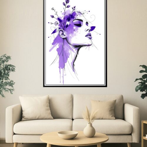 Violet Reverie – Abstract Purple Woman Portrait Art Poster picture