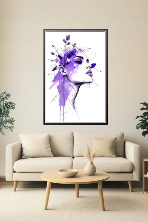Violet Reverie – Abstract Purple Woman Portrait Art Poster picture