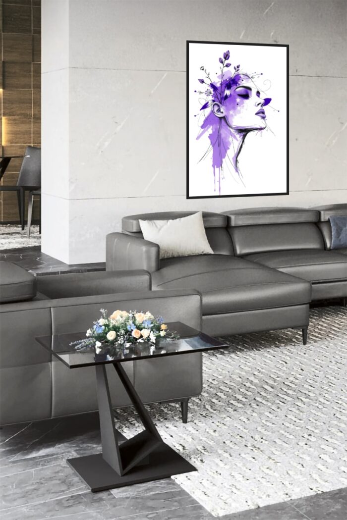 Violet Reverie – Abstract Purple Woman Portrait Art Poster picture