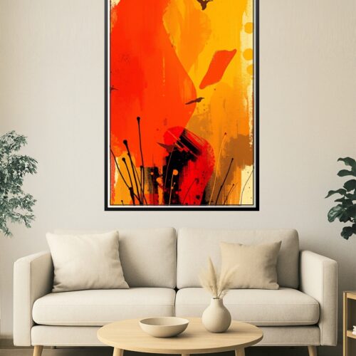 Fiery Flight – Abstract Bird Silhouette Nature Art Poster picture