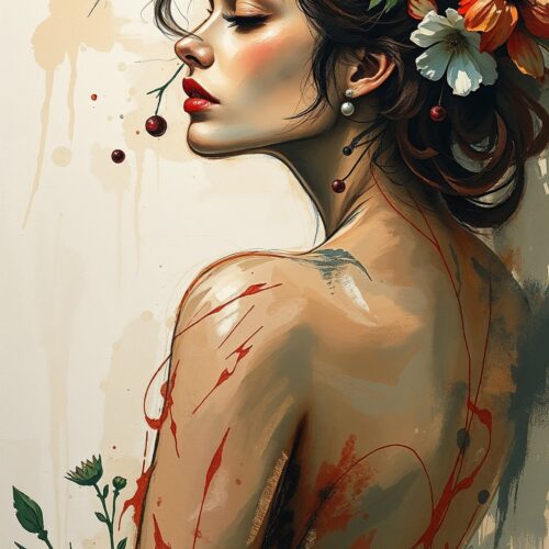 Blossom Reverie – Romantic Floral Woman Portrait Poster picture