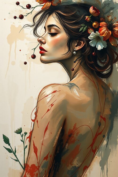 Blossom Reverie – Romantic Floral Woman Portrait Poster picture