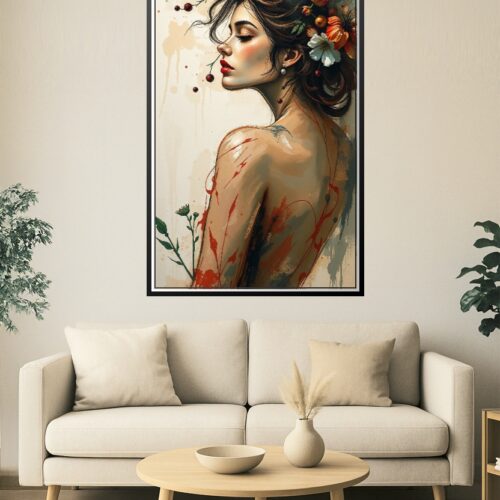 Blossom Reverie – Romantic Floral Woman Portrait Poster picture