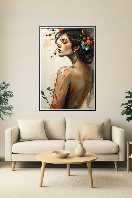 Blossom Reverie – Romantic Floral Woman Portrait Poster picture