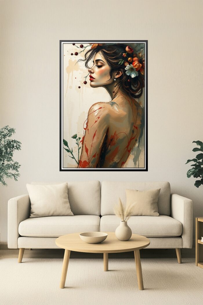 Blossom Reverie – Romantic Floral Woman Portrait Poster picture