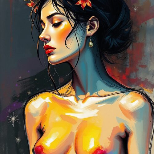 Floral Radiance – Bold Expressionism Nude Art Poster picture