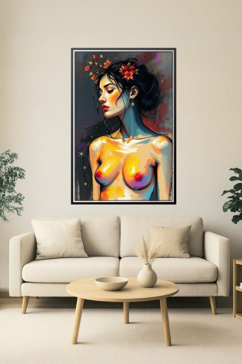 Floral Radiance – Bold Expressionism Nude Art Poster picture