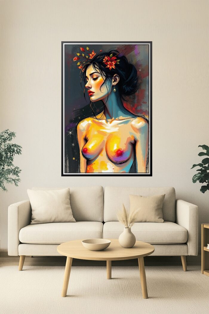 Floral Radiance – Bold Expressionism Nude Art Poster picture