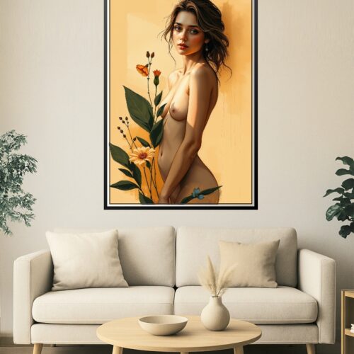 Floral Nude Muse Poster – Sensual Botanical Wall Art picture