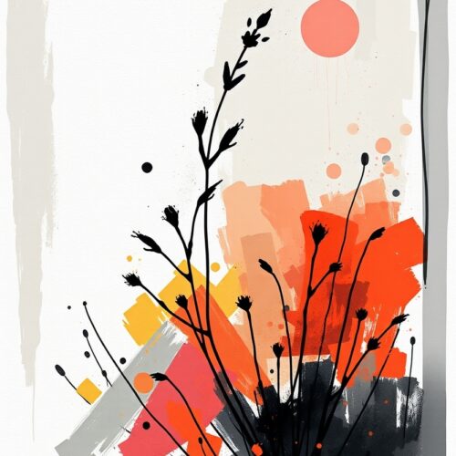 Abstract Botanical Sunrise Poster – Modern Minimalist Wall Art picture