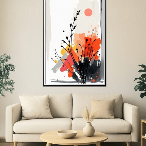 Abstract Botanical Sunrise Poster – Modern Minimalist Wall Art picture