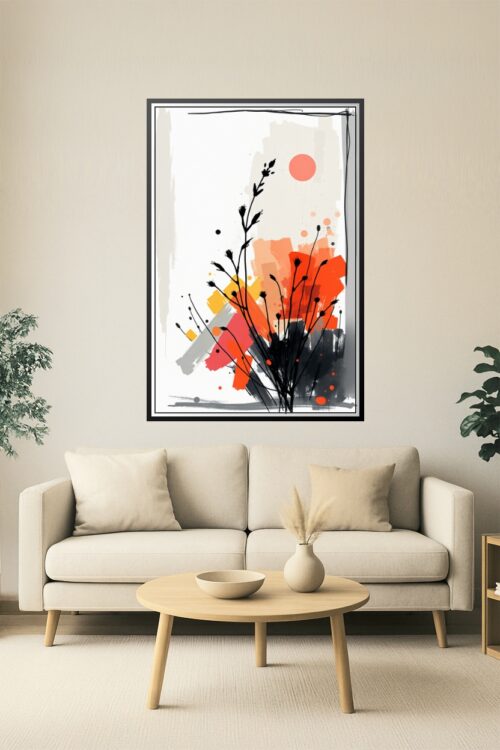 Abstract Botanical Sunrise Poster – Modern Minimalist Wall Art picture
