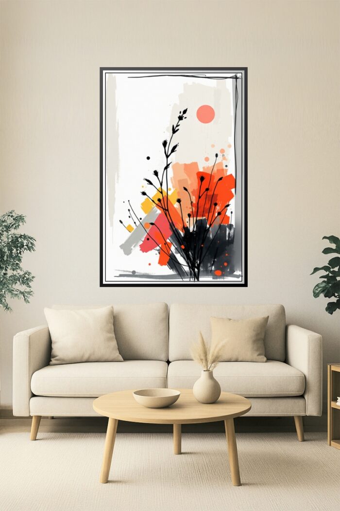 Abstract Botanical Sunrise Poster – Modern Minimalist Wall Art picture