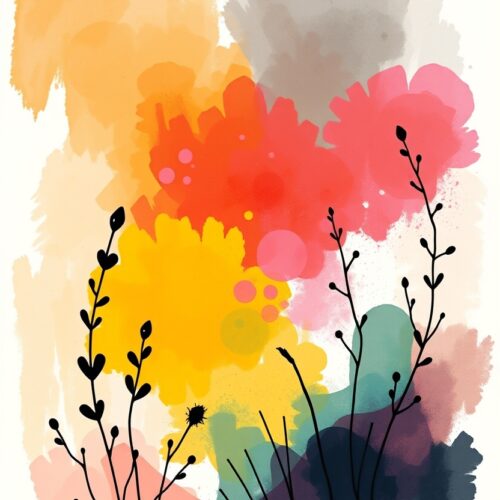 Bloomfield Harmony – Abstract Watercolor Floral Art Print picture