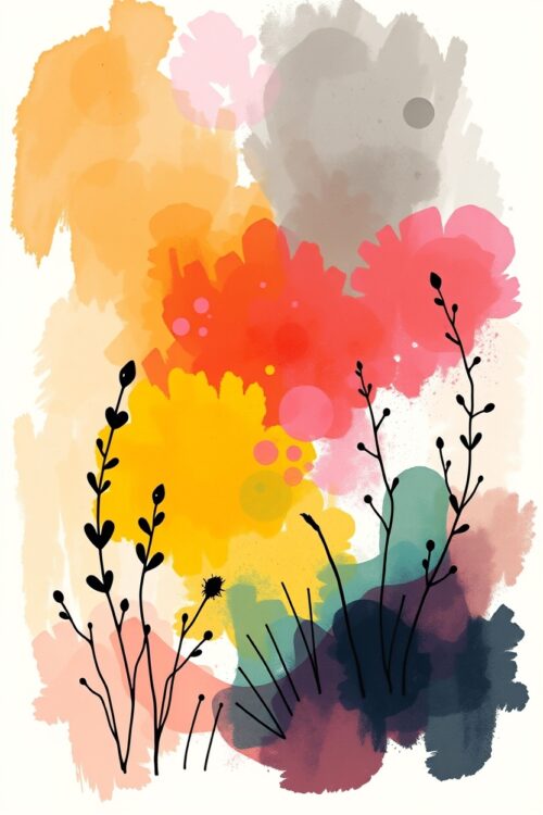 Bloomfield Harmony – Abstract Watercolor Floral Art Print picture